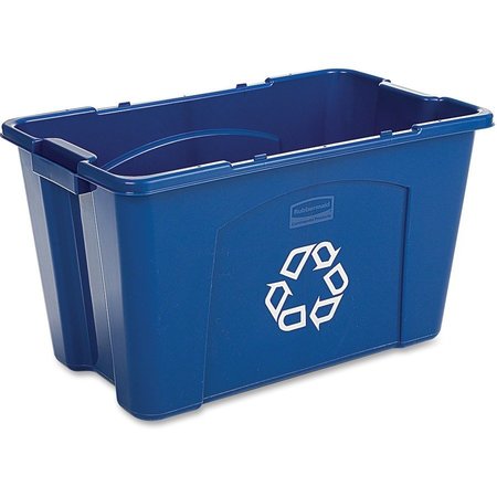 RUBBERMAID COMMERCIAL 18 gal Rectangular 18-gallon Recycling Box, Blue, Linear Low-Density Polyethylene (LLDPE); Plastic RCP571873BE